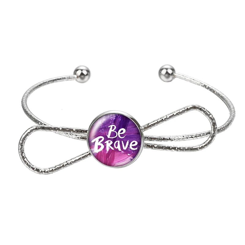 Стеклянный браслет-кабошон Be brave Enjoy life Word Art серебристый/золотистый браслет на