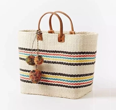 Женская Соломенная Сумка-тоут Caker большая пляжная соломенная сумка контрастных