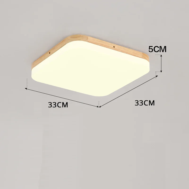 33x33cm 16w led Скандинавский деревянный светодиодный потолочный светильник s Ультратонкий 5 см потолочный светильник для гостиной спальни потолочный светильник круглый/квадратный люстра потолочный светильник - Цвет корпуса: 33x33cm 16w led