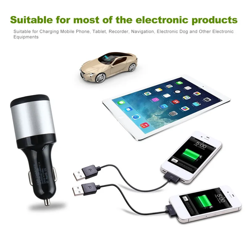 

DJSona 3 in 1 USB Auto car Charger LED Car 3.1A Dual USB cigarette lighter Socket Charger Power Adapter Outlet Power Hot Sale