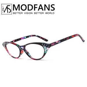 Очки для чтения кошачий глаз женские, винтажные очки с цветочным принтом и бриллиантовой оправой для дальнозоркости + 1 2 3 4