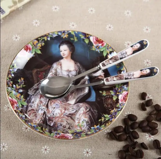 Керамический чайный набор королевской кости 180 мл 2 шт. с ложкой имитирующим