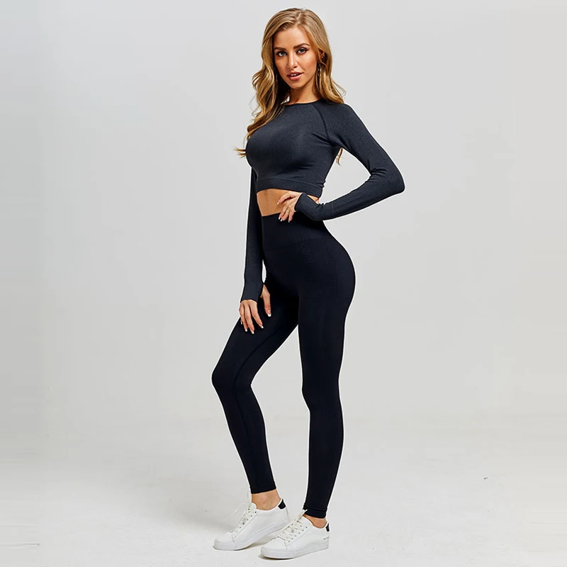 2 шт./компл. Женский бесшовный комплект для йоги спортивная одежда Фитнес