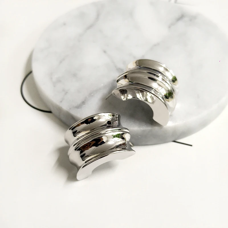 GHIDBK винтажные широкие толстые серьги кольца для женщин крупные полукруглые