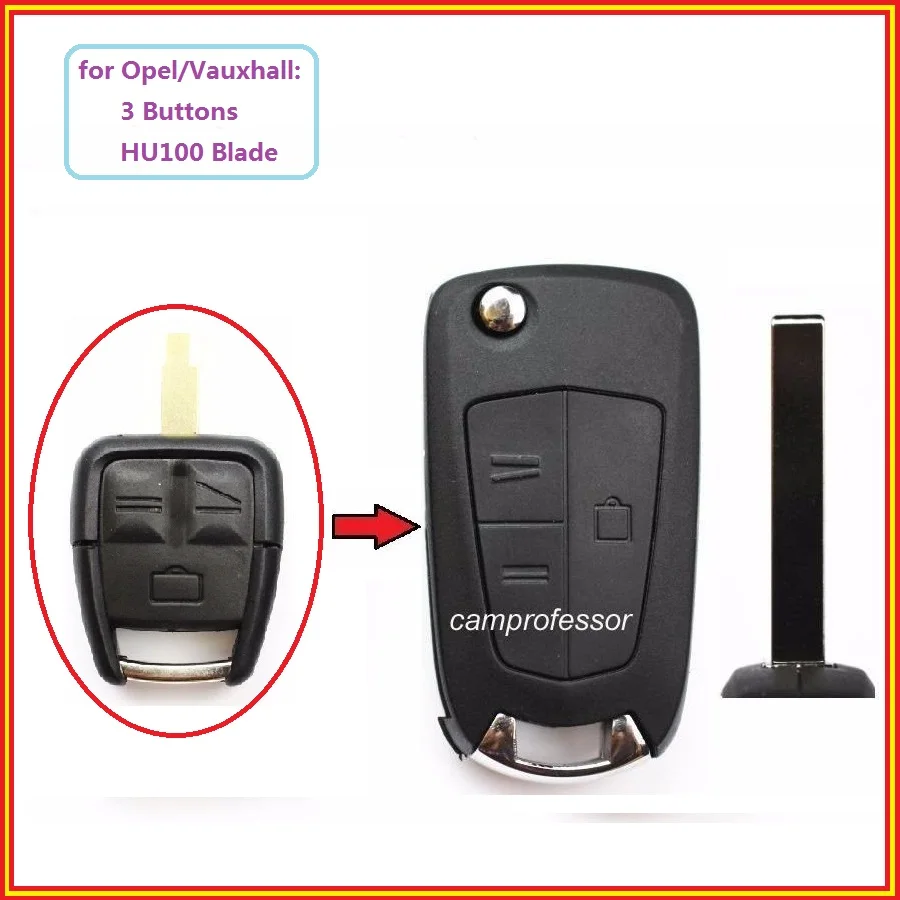 KEYECU Новый Складной Дистанционный чехол для ключей Fob 3B Opel Vauxhall Vectra Meriva Tigra Signum Astra