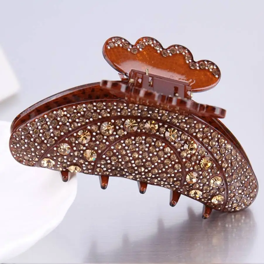 JHB0358H 10cm 1 шт., хрустальные стразы, цветы, Когти для волос, пластиковые большие зажимы, захват для женщин, девушек, макияж, краб, аксессуары для волос - Цвет: JHB0358H 10cm