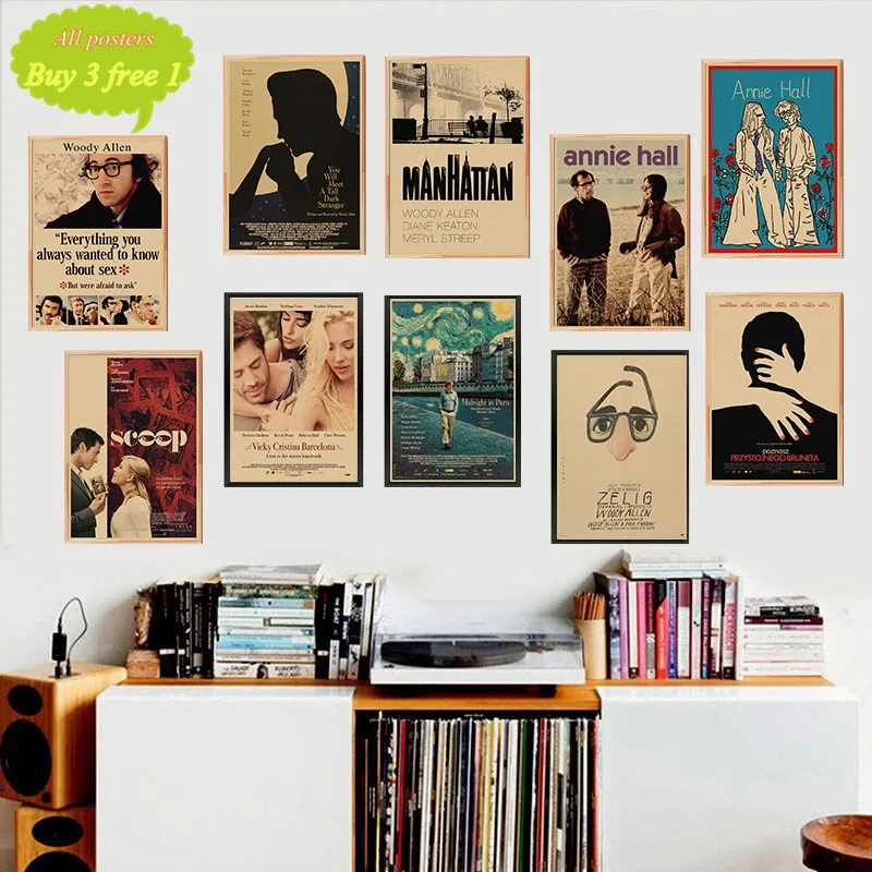 Постер Вуди Аллен винтажный Ретро матовый крафт-бумага античный постер стикер