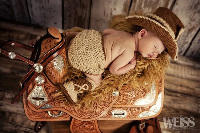 Классические вязаные для новорожденных мальчиков ковбойские ботинки в стиле