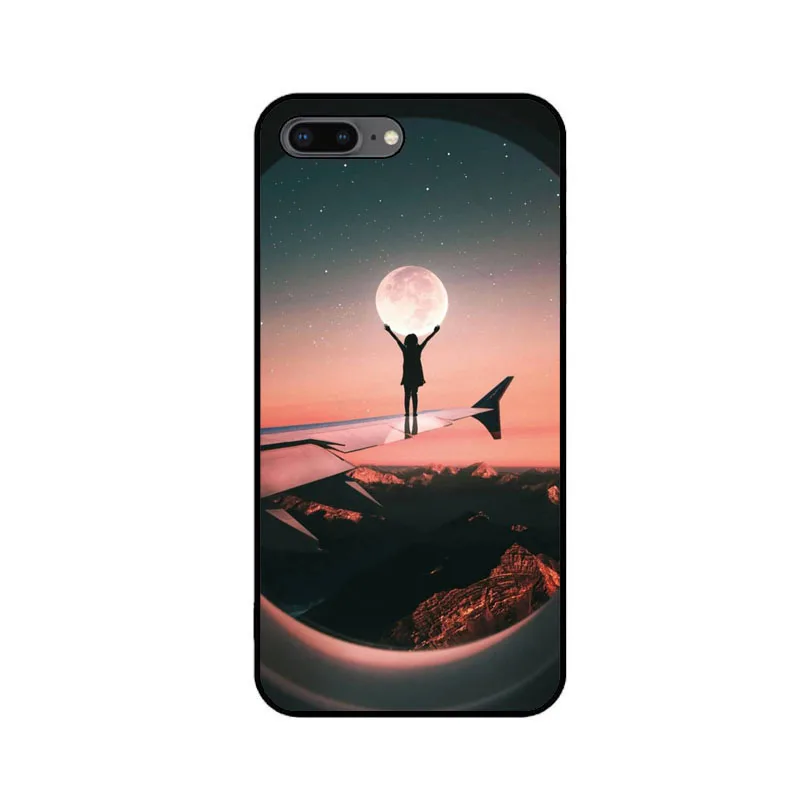 Чехол с рисунком самолета Луны для iPhone XS Max 8 8Plus 7 7Plus XR 6 6splus 5S SE Матовый Жесткий ПК