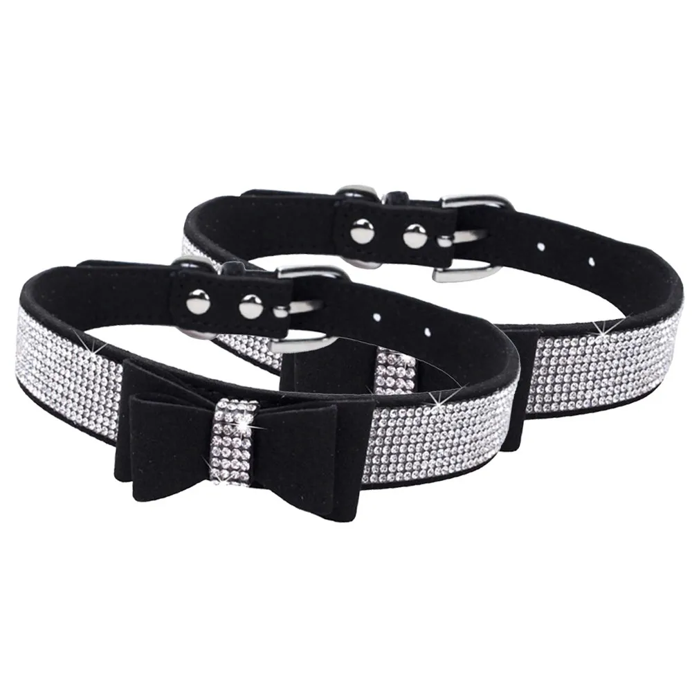 Fashionable Diamond Bow Pet Collar Cute Dog Solid Color | Дом и сад