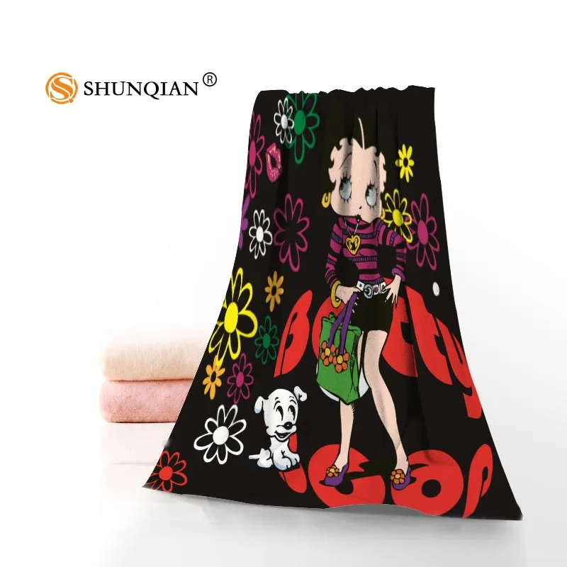 Betty Boop микрофибры Ткань современный Уход за кожей лица Полотенца/Для ванной Полотенца Размер 35 x75cm, 70x140 см Поддержка пользовательские Дизайн - Цвет: Черный