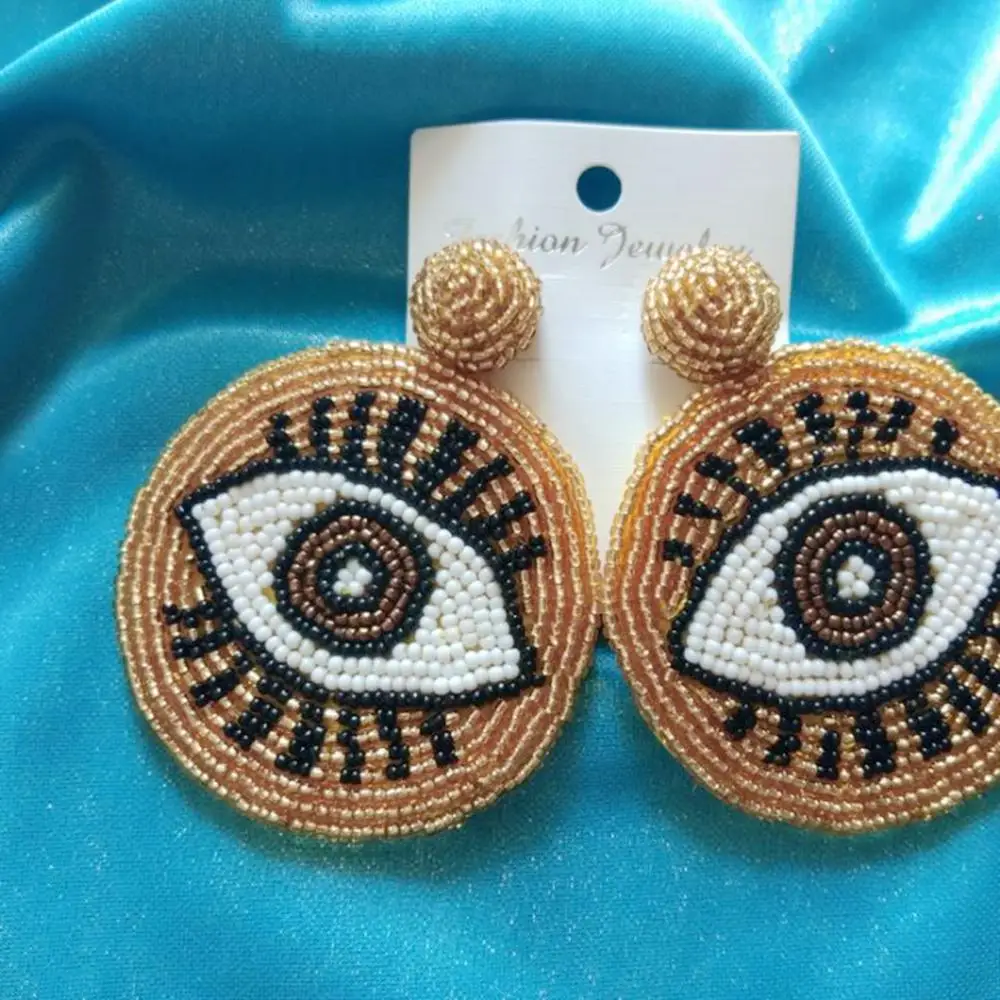 Женские Висячие серьги ручной работы с большими круглыми глазами гиперболы