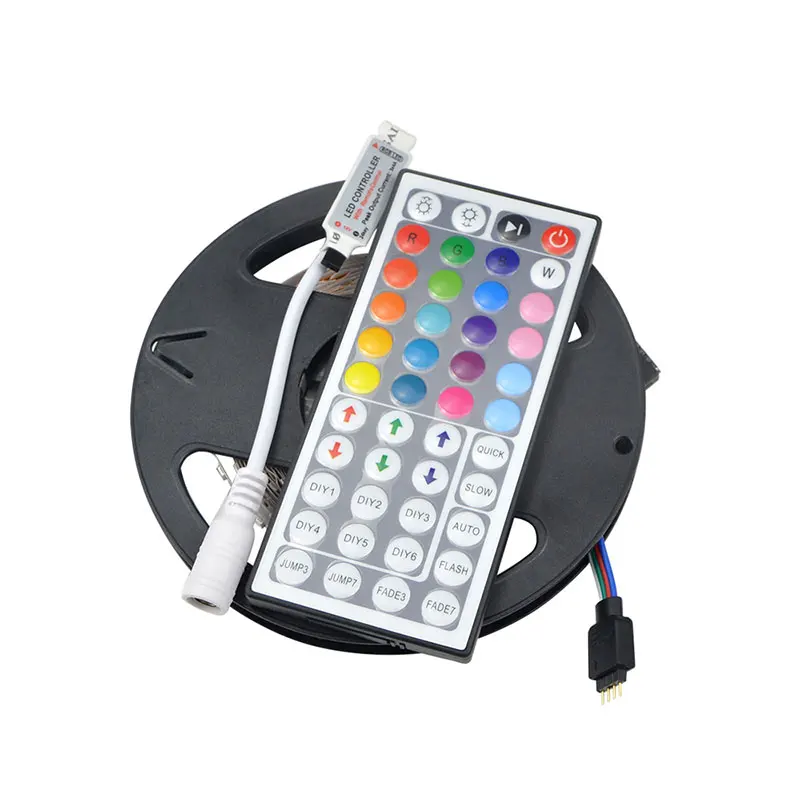 RGB With Remote 1 шт. 5 м 300 светодиодный s лампа лента Диодная лента RGB Светодиодная лента светильник 2835 SMD 44 Ключ ИК пульт дистанционного управления 3A DC 12 В адаптер питания - Испускаемый цвет: RGB With Remote