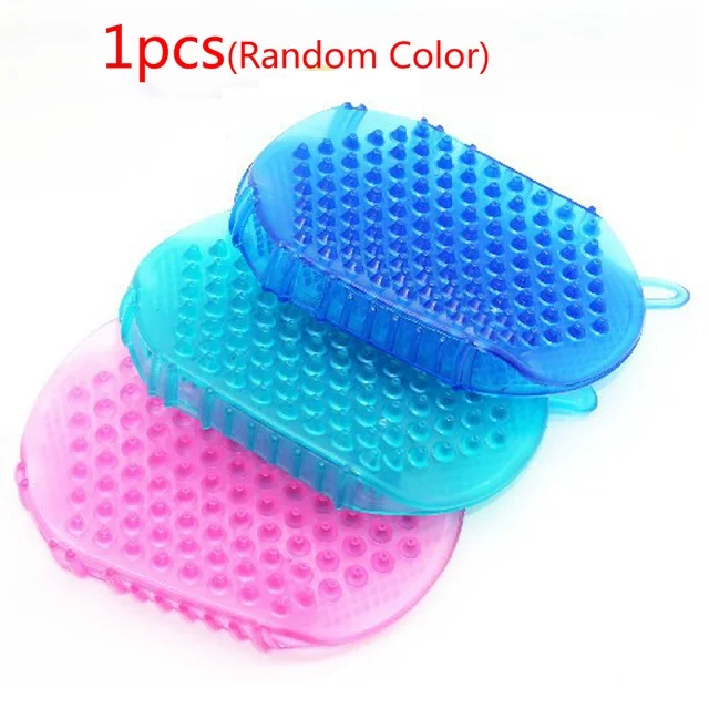 1pcs random color Чистящая силиконовая Массажная кисть скруббер для тела, щетка для ванны, отшелушивающие перчатки, отшелушивающая щетка для душа, перчатки для ванны, спа - Цвет: 1pcs random color