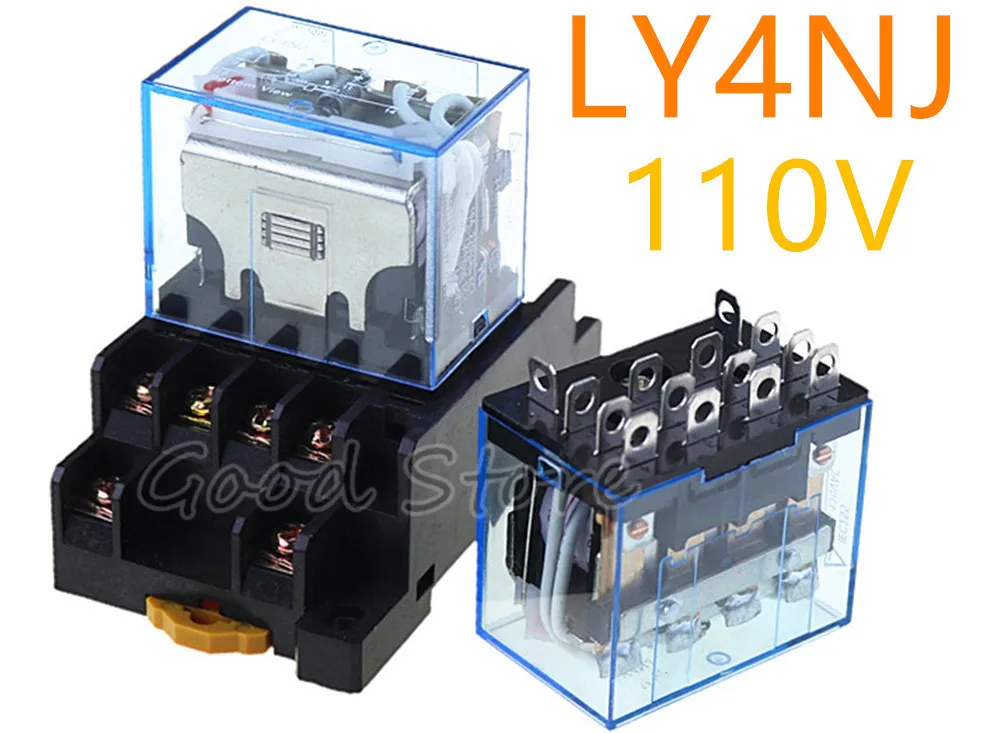 

1 комплект LY4NJ HH64P AC DC 110V 14PIN 10A Серебристая контактная катушка реле мощности 4PDT с цоколем