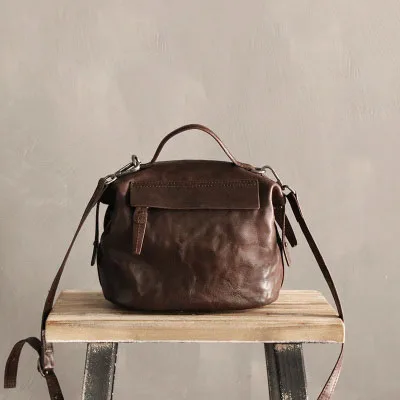 Style 2 (Coffee) Дизайнерская сумка ручной работы из натуральной кожи для маленьких девочек, сумка через плечо, коровья кожа, Ретро стиль, женские сумки-мессенджеры, сумка-слинг - Цвет: Style 2 (Coffee)