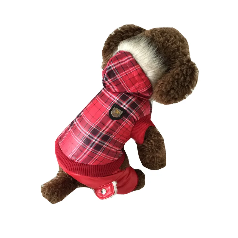 

Cloth for Dogs Warm Red Plaid Style Pet Puppy Dog Winter Clothes Teddy Dogs Vip Chihuahua Qiu Dong Outfit