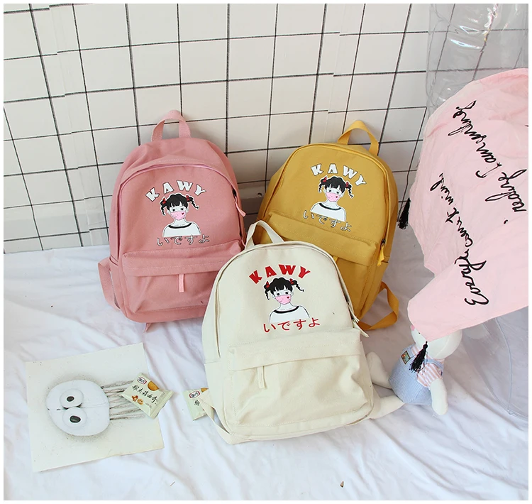 Harajuku Симпатичные школьные рюкзаки для девочек подростков Kawaii аниме принт