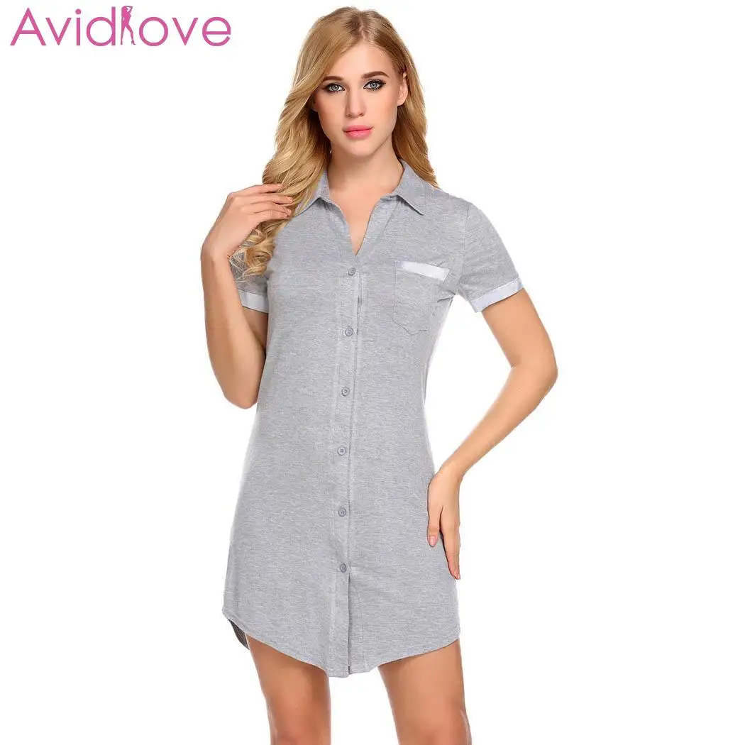 Avidlove летняя ночная рубашка для женщин сексуальное короткое платье на пуговицах