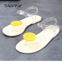 swyivy woman sandals flip flop fruit anti slip woman flat casual shoes jelly sandals 40 big size lady leisure beach sandals pvc