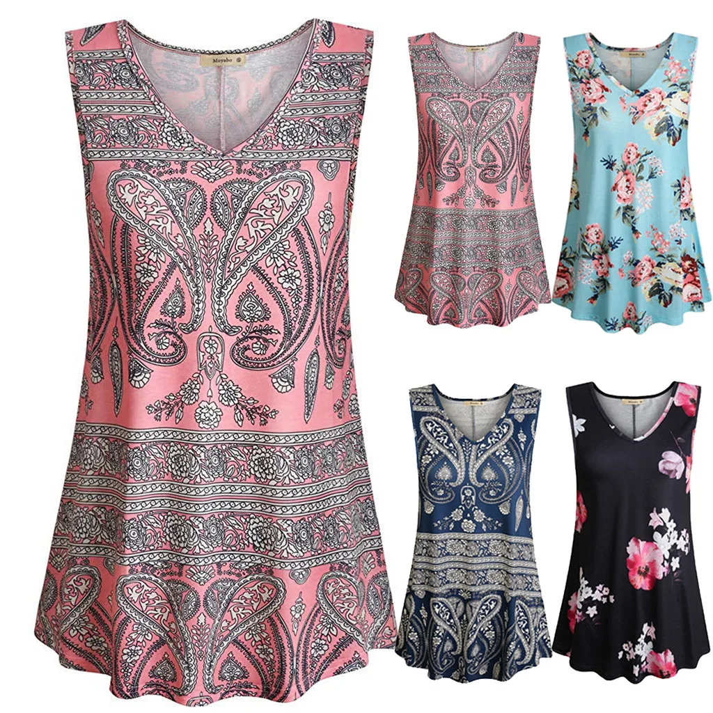 Летняя Модная Повседневная Туника с принтом в стиле бохо топ блузка