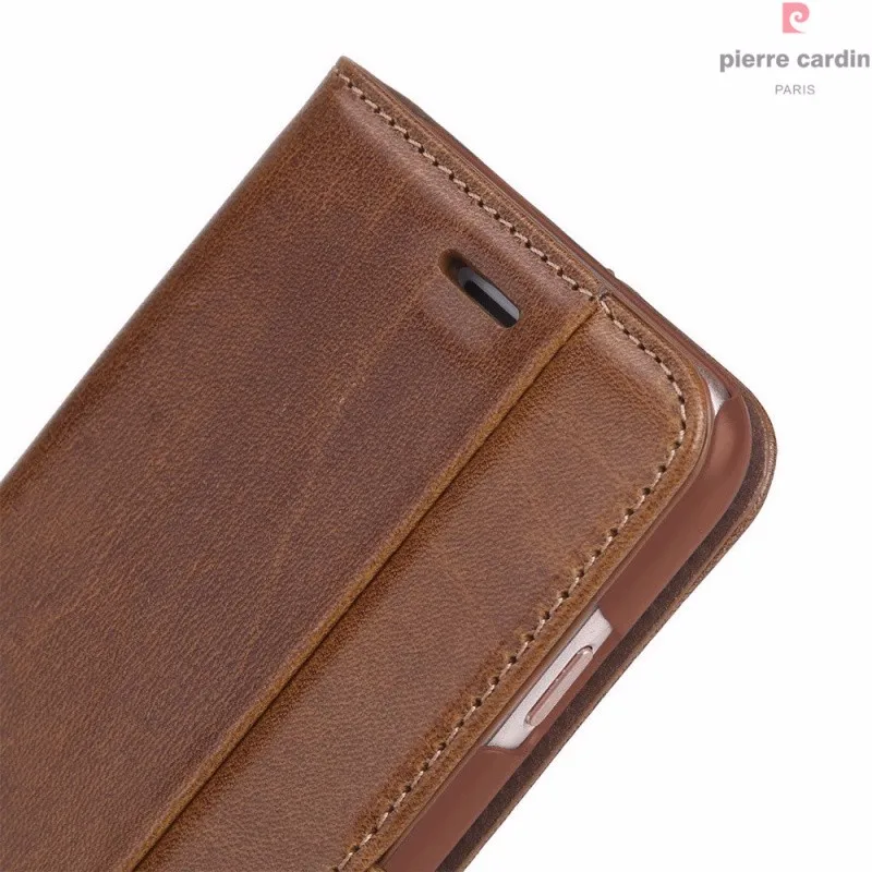 Бренд Pierre Cardin для Apple iPhone 8 7 Plus чехол для телефона из натуральной кожи Магнитный чехол-книжка с откидной подставкой Держатель для карт