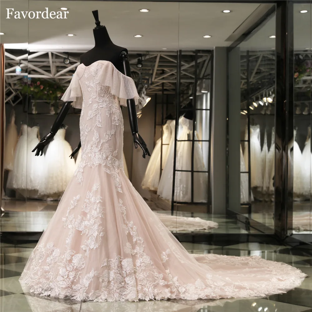 Favordear Vestido De Novia New Arrival High End Sweet Off The Shoulder Blush Mermaid  Wedding Dress