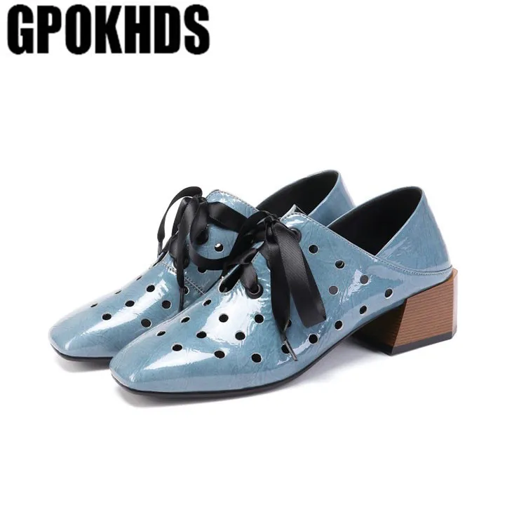 GPOKHDS/женские туфли-лодочки из мягкой коровьей кожи на осень-весну шнуровке с