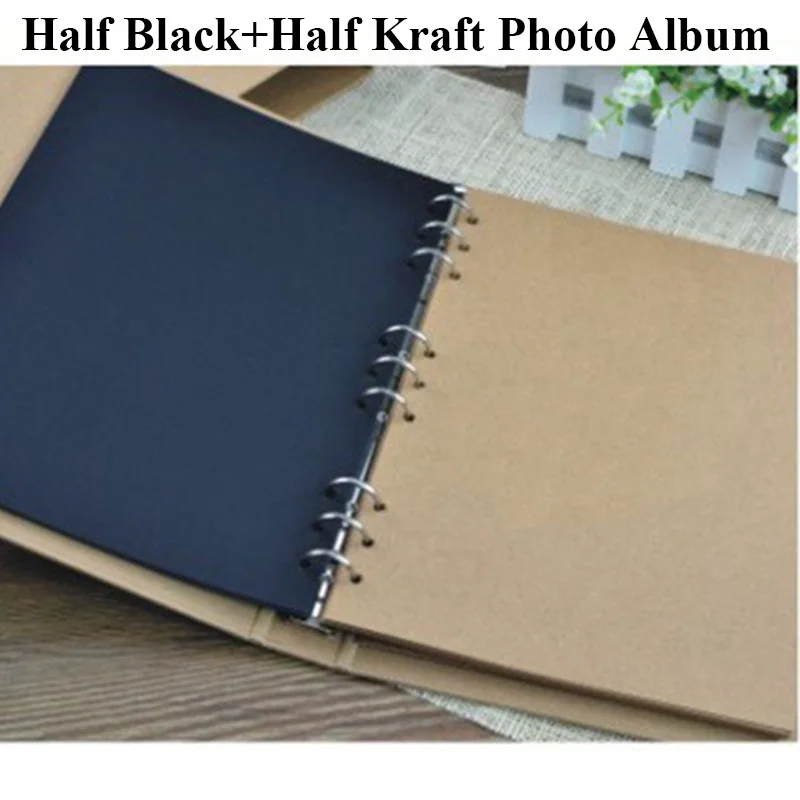 album-black kraft 30 страниц пустой/вкладыш фотоальбом Scarpbook ручной работы/свадьба/DIY/самоклеющиеся/Бумага Фотоальбом Обложка крафт альбом для фотографий - Цвет: album-black kraft