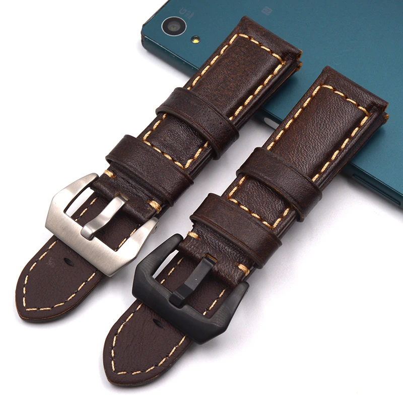 

High quality Universal Watch strap 22mm 24mm Genuine leather Men Watch band buckle For Panerai PAM for Omega Seiko watchbands