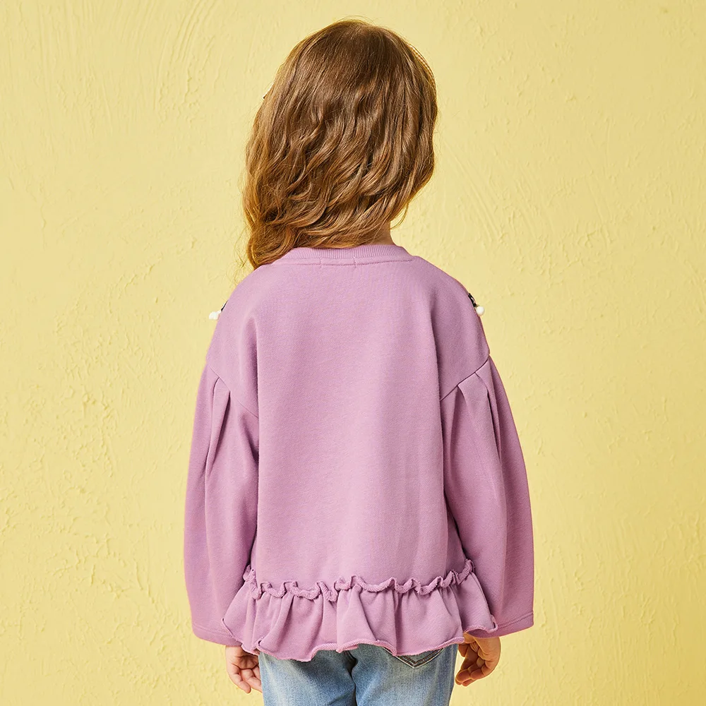 Balabala/толстовка с пышными рукавами для маленьких девочек гофрированным подолом