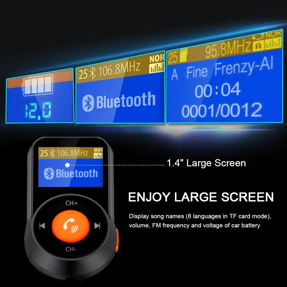 Автомобильный fm передатчик Bluetooth модулятор пропускания двойное USB зарядное
