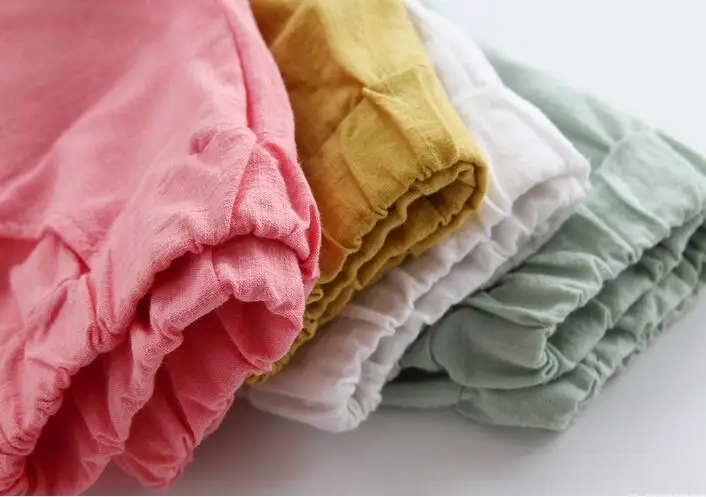 Оптовая продажа новинка 2017 хлопковые шорты для девочек однотонные штаны с бантом