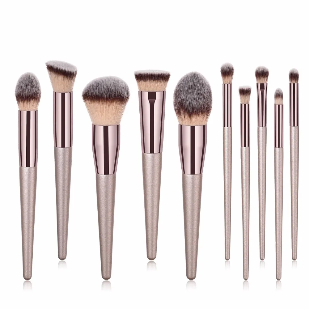 

Высокое качество 10 шт набор кистей для макияжа цвета шампань Пудра основа Румяна Тени для век Контур консилер pinceis de maquiagem