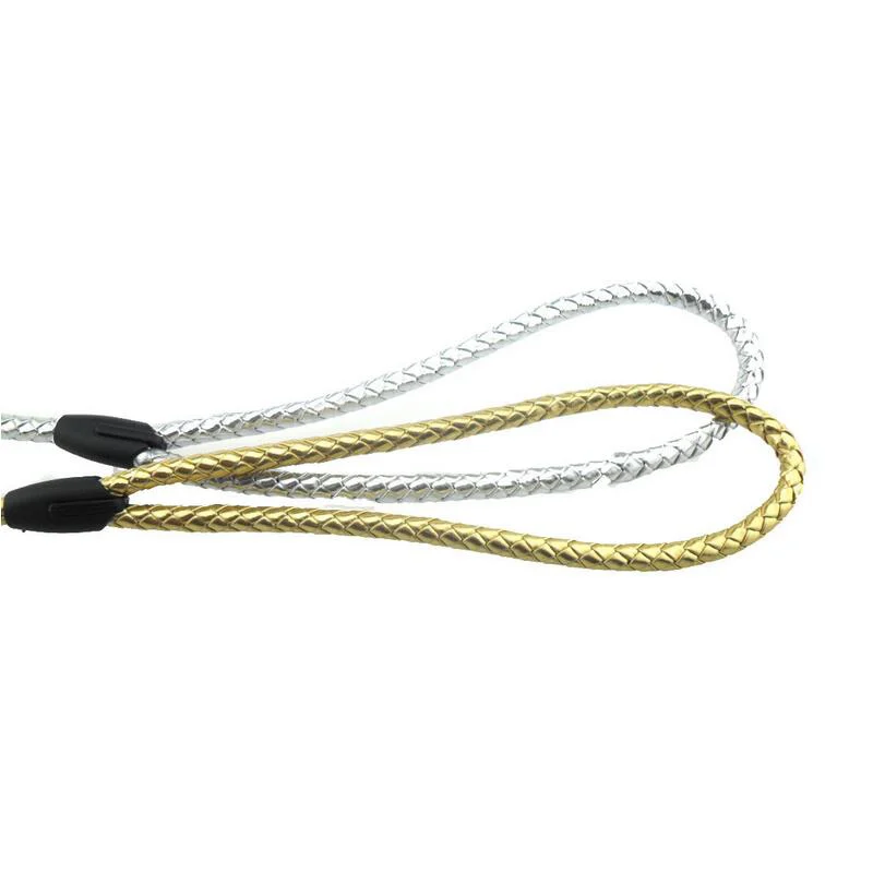 Поводок для собак из ПУ кожи золотистого цвета 120 см прочная безопасная цепь