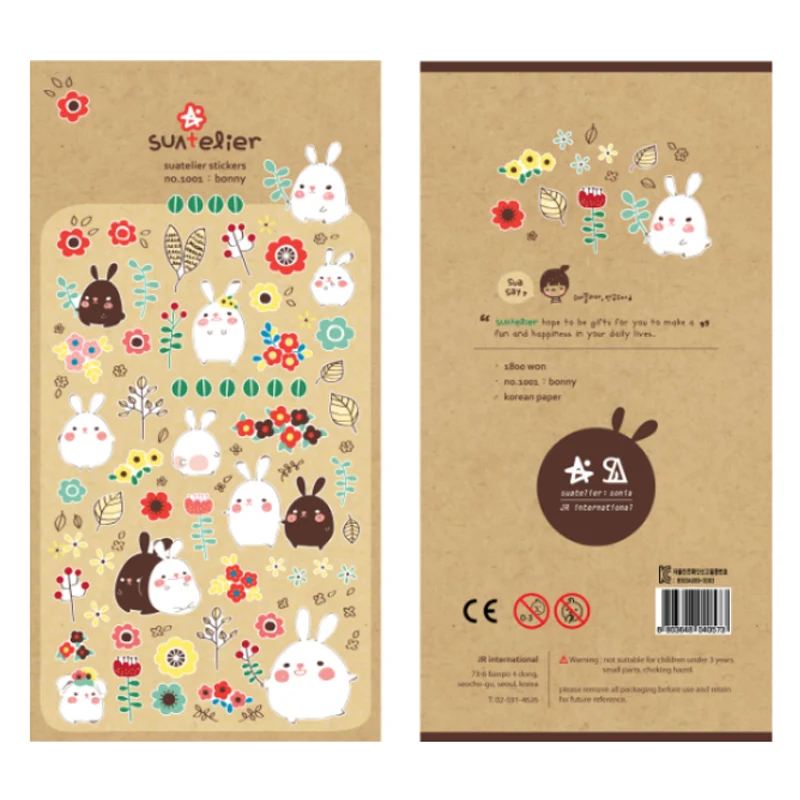 Cute White Black Rabbit Series Sticker Label Stickers Decorative Stationery Scrapbooking DIY Diary Album | Канцтовары для офиса и