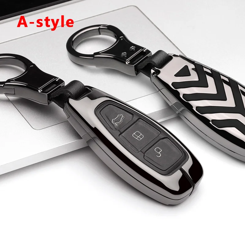 A Gun Black Car styling key case remote control keychain For Ford key cover Focus MK3 MK4 Mondeo galaxy ecosport Kuga ST Automotive products - Название цвета: A Gun Black