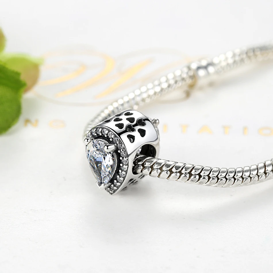 EVOJEW Clear CZ Radiant Teardrop Charms Fit Pandora Charm Bracelet 925 Sterling Silver Beads For Women DIY Original Jewelry | Украшения и