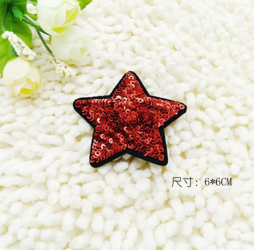 5pcs Sequins five-pointed star cloth stickers clothing shoes and hats accessories sequins embroidered stars embroidery | Дом и сад