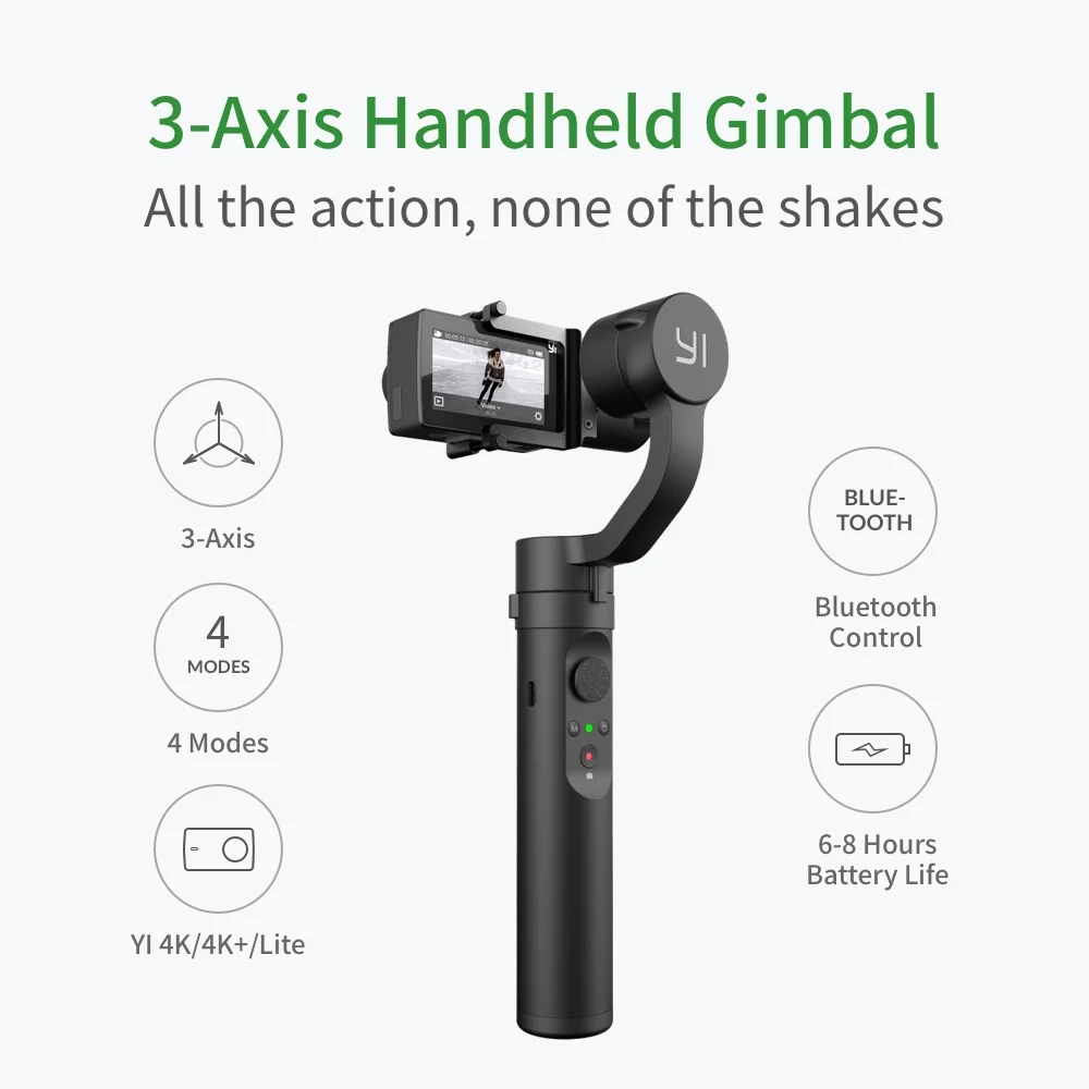 YI Action Gimbal 3-Axis Pan/Tilt/Roll Bluetooth управление 320 градусов Ручной Стабилизатор для 4k Plus 4 К