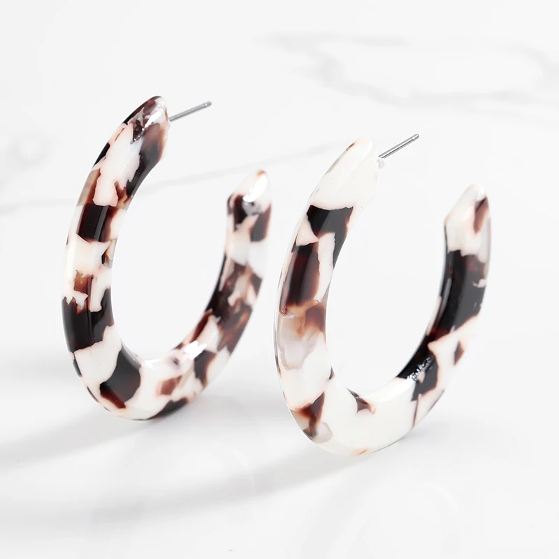 Серьги-кольца для женщин богемные модные Черепаховые леопардовые акриловые