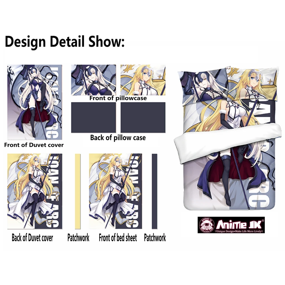 

Anime JK Bedding Sets Fate Grand Order Alter Jeanne d'Arc Comforter Set Bed Flat Sheet Quilt Cover Pillowcase FGO Joan Of Arc