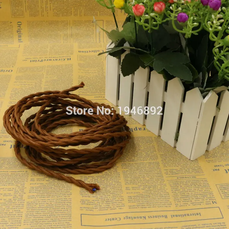 

5m/lot 2x0.75 Brown Color Vintage rope Wire Twisted Cable Retro Braided Electrical Wire Fabric Wire DIY Pendant Lamp Wire Lamp