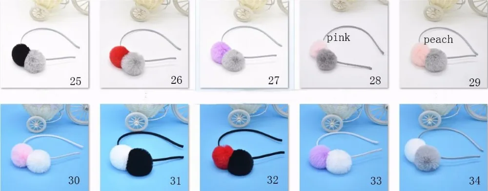 Дети шар помпон обруч для волос Hairband аксессуары девушки кошачьи уши помпонами