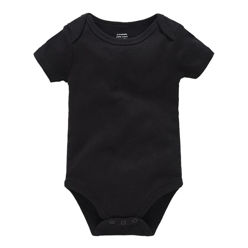 black 1 шт девочек боди для малышей хлопковая одежда малышей Мода милый короткий рукав Топы комплекты новорожденных - Цвет: black
