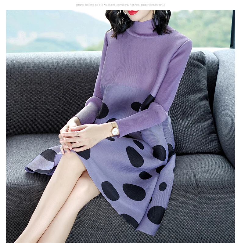 new long-sleeved dress European fashion turtleneck big yards loose very elastic women outfit lady vestido design good quality | Женская