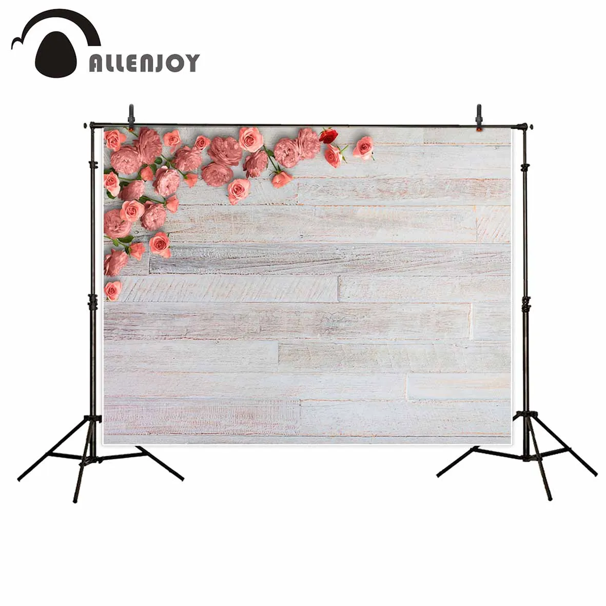 Фотофон для новорожденных с текстурой деревянной доски и розовым цветком|backdrop