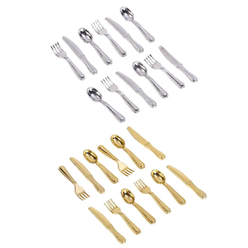

1:12 Dollhouse Metal Cooking Tool Fork Spoon Silverware Kitchen Tableware Toy