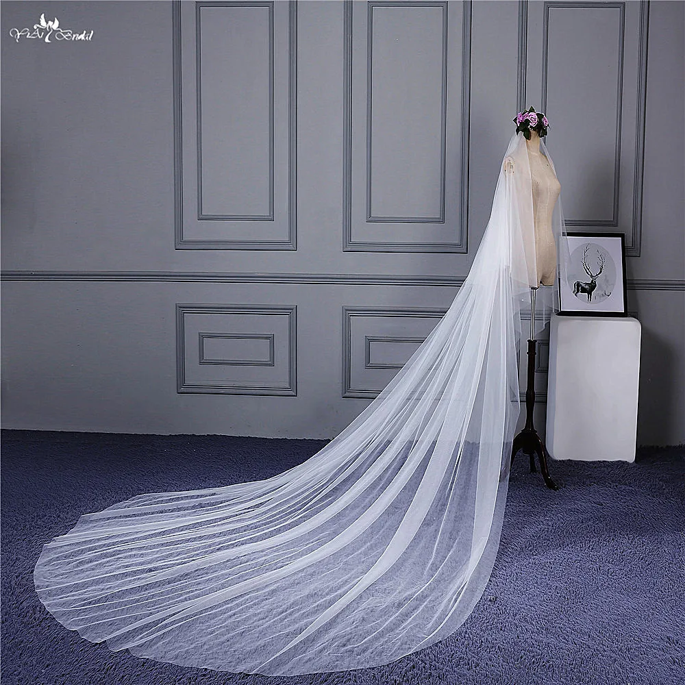 RSV107 реальные фотографии Yiaibridal запас Тюлевая Фата Rawcut с гребнем румян|Свадебные