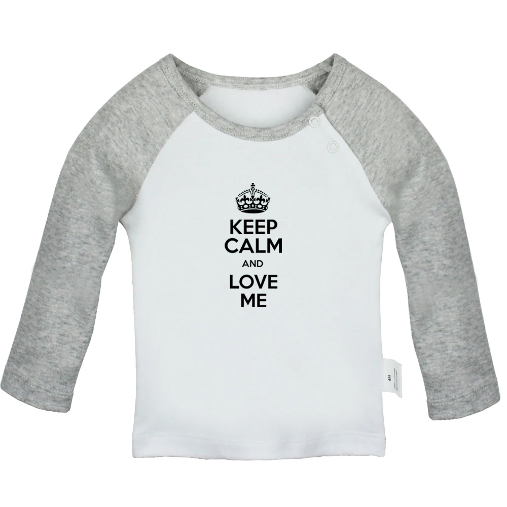 Футболка для новорожденных с длинным рукавом принтом Keep Calm And Love Me carry one sleep |